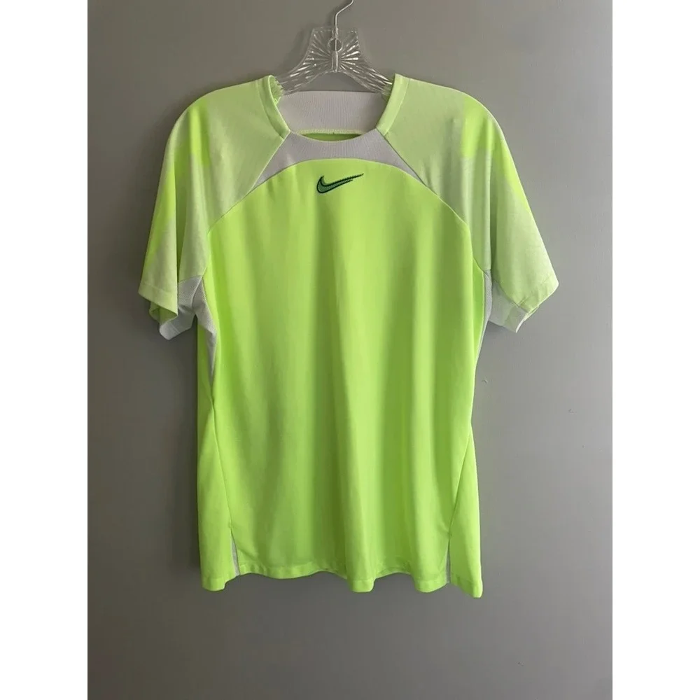 Nike Dri-FIT Slim Fit Neon Yellow Running Training Top Women's XL Athletic